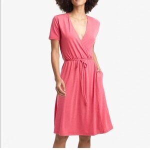 Elegant Pink Wrap Dress